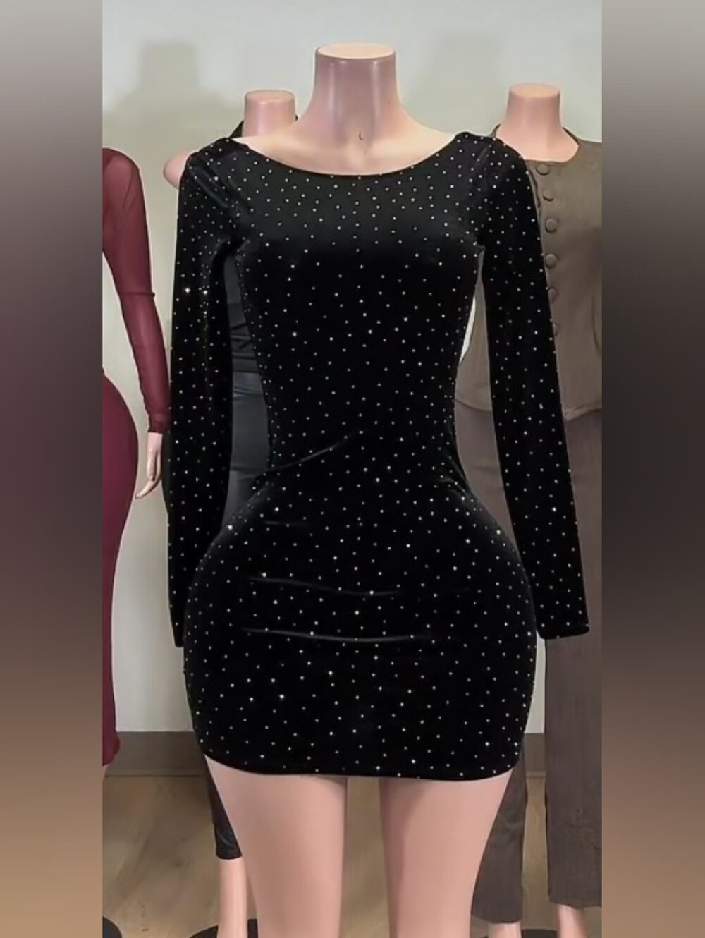 Velvet Rhinestones Dress